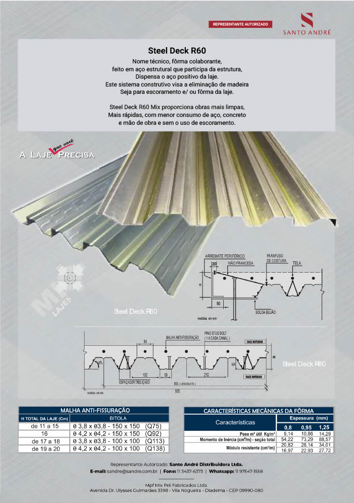 Informações técnicas da Laje Steel Deck